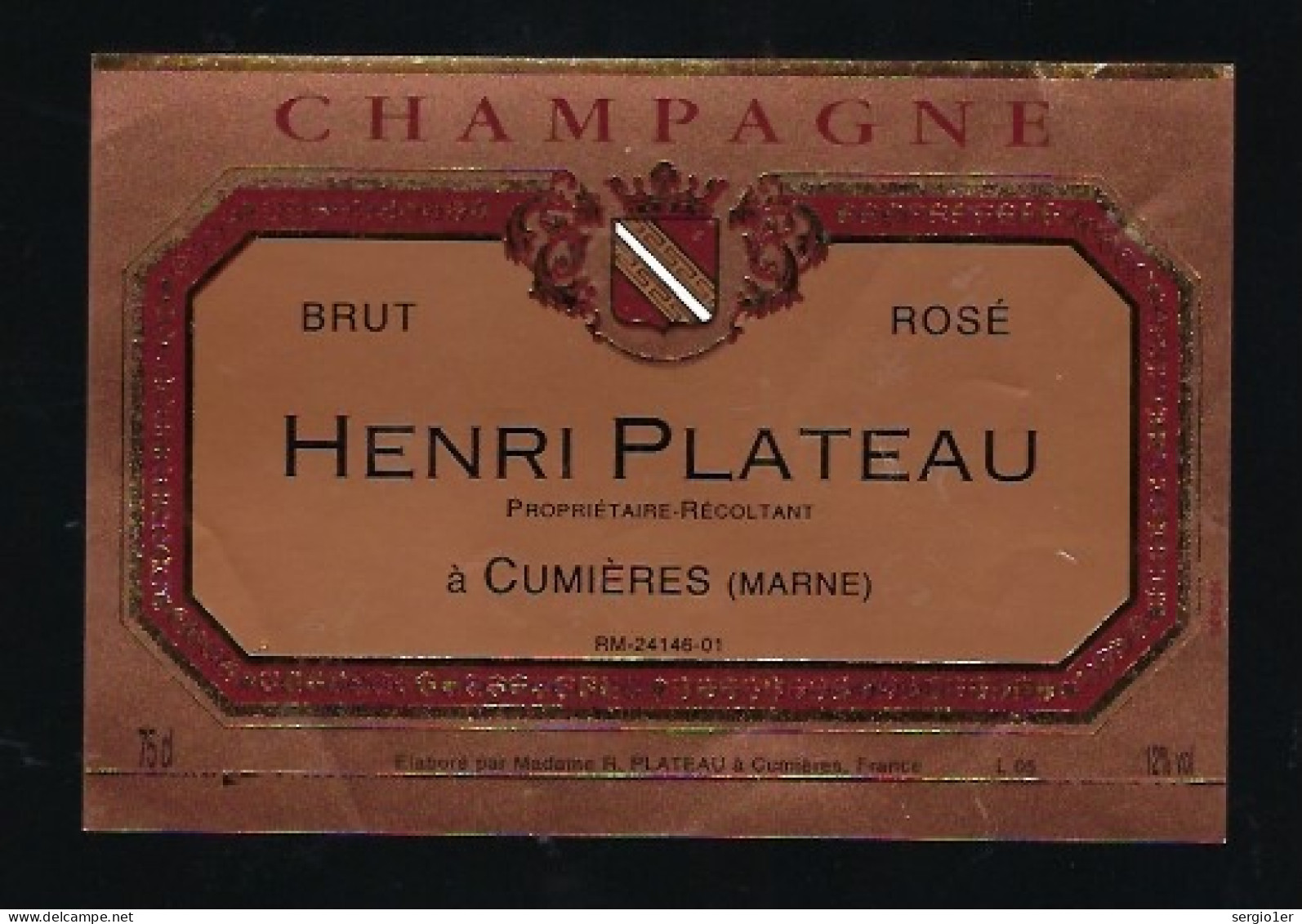 Etiquette Champagne Brut Rosé Henri Plateau   Cumieres  Marne 51 - Champagne