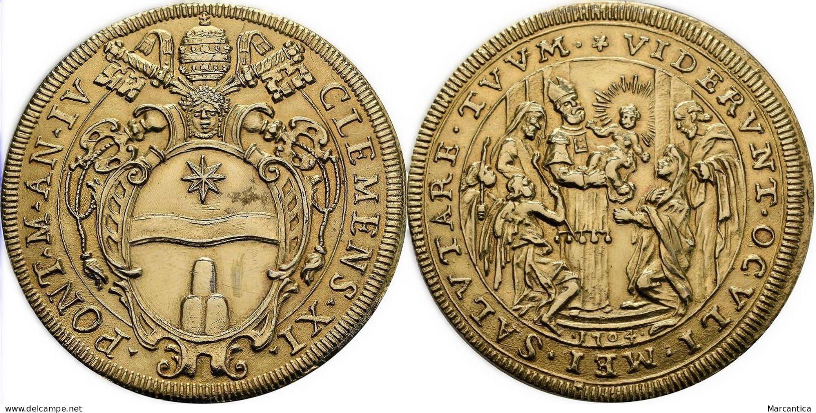 ITALY, Papale (Stato Pontificio). Clement XI. 1700-1721. AR Piastra (45 Mm, 32.44 G). Rome Mint. Dated 1704. - Autres – Europe