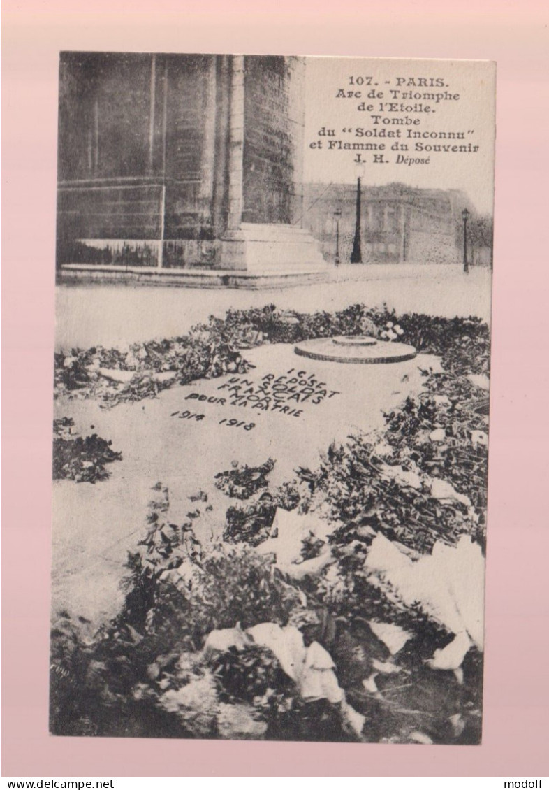 CPA - 75 - Paris - Arc De Triomphe De L'Etoile - Tombe Du "Soldat Inconnu" Et Flamme Du Souvenir - Circulée En 1922 - Triumphbogen