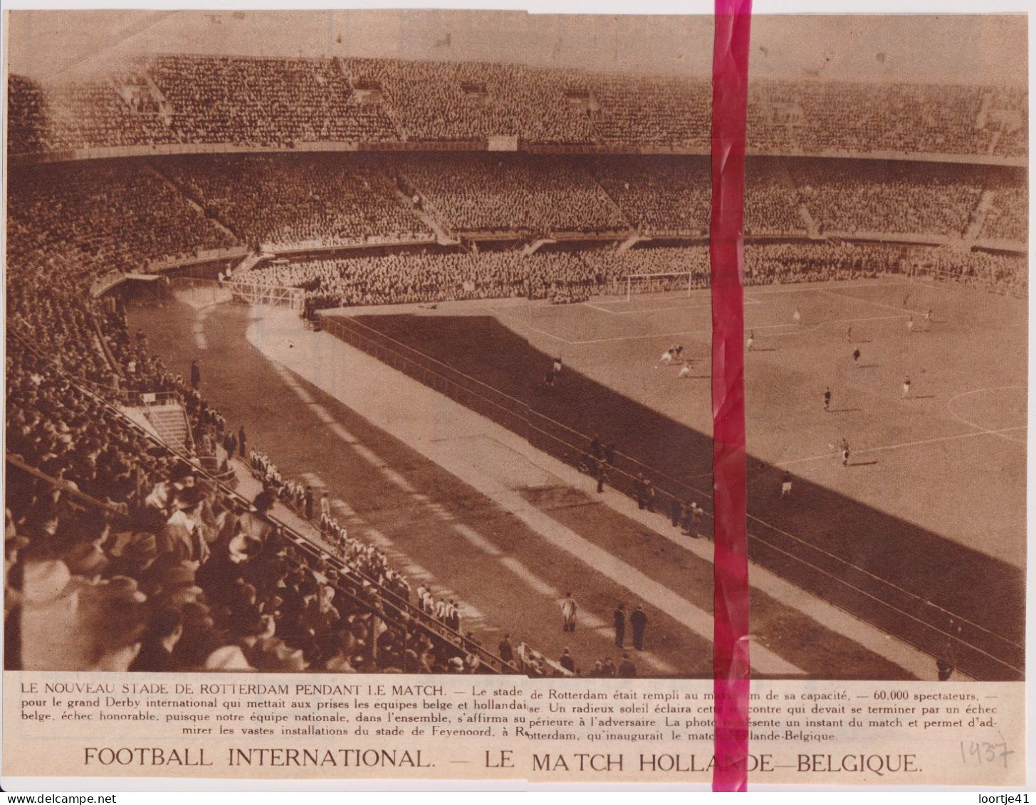 Rotterdam - Football Interland Match Hollande X Belgique - Orig. Knipsel Coupure Tijdschrift Magazine -1937 - Ohne Zuordnung