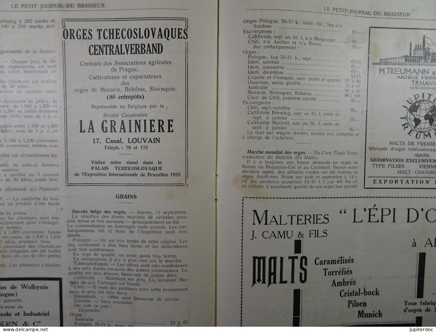 Le Petit Journal Du Brasseur N° 1842 De 1935 Pages 938 à 964 Brasserie Belgique Bières Publicité Matériel Brassage - 1900 - 1949