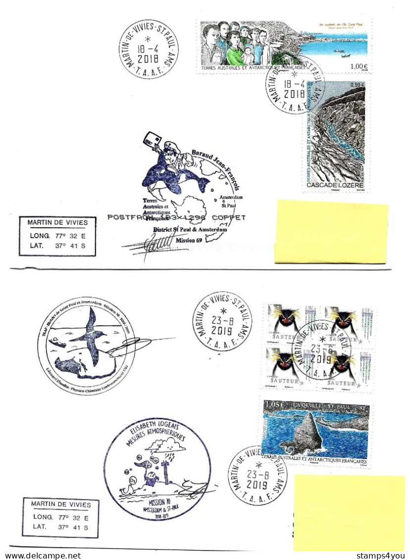 PO - 77 - 4 Enveloppes St Paul Amsterdam - Cachets Illustrés Et Signatures - Lettres & Documents