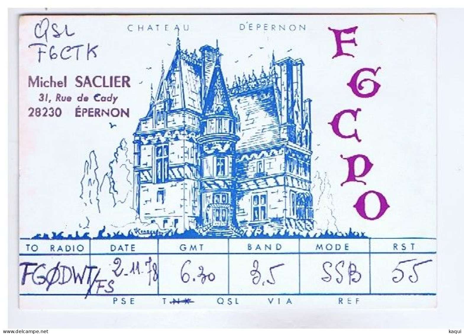 CARTE QSL - Château D'EPERNON - Radio Amateur