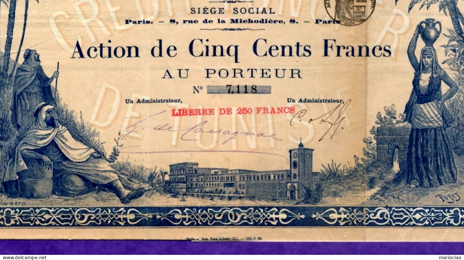 T-CFR Crédit Foncier De Tunisie 1891 - RARE - Bank & Versicherung