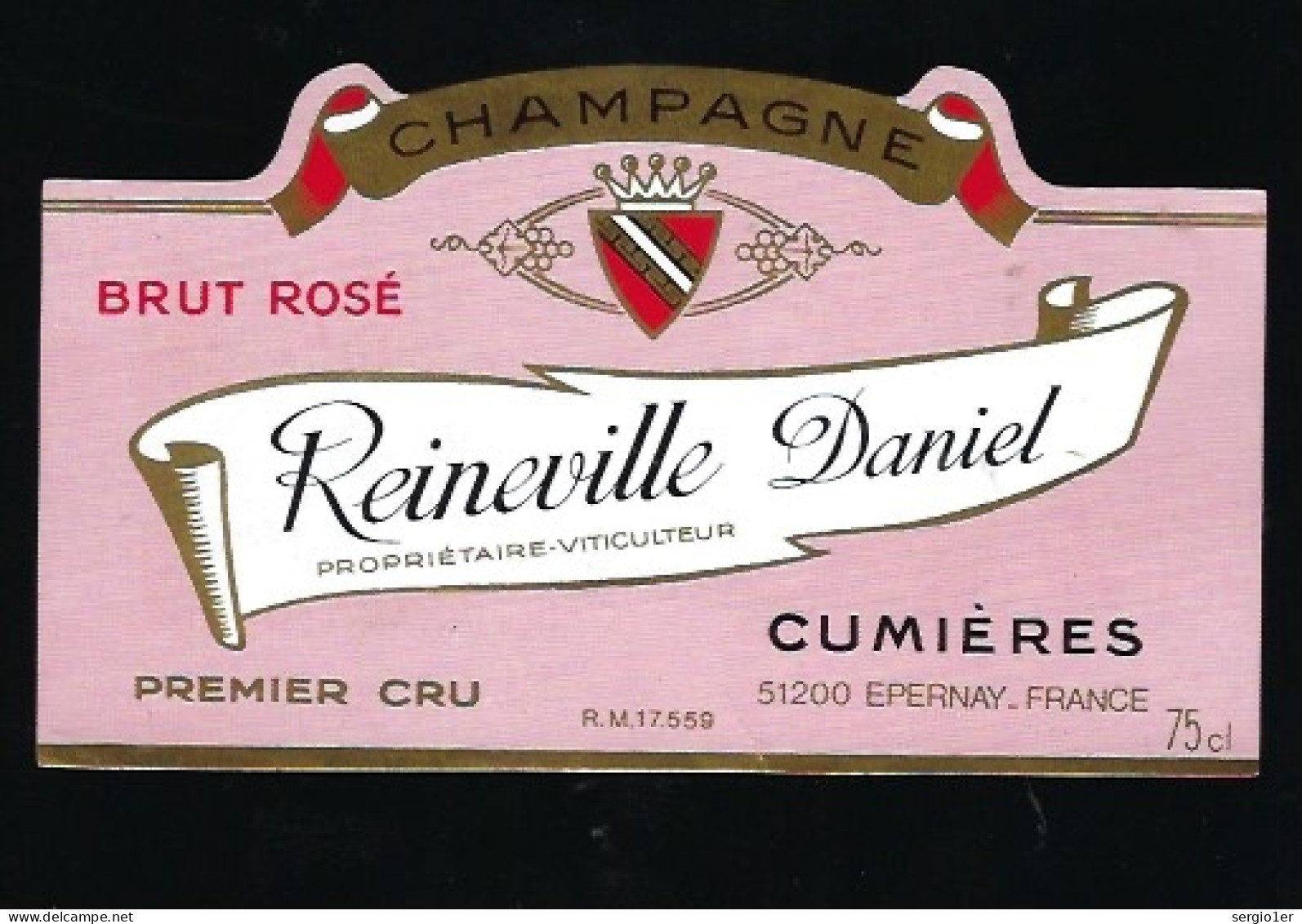 Etiquette Champagne Brut Rosé 1er Cru Reineville Daniel   Cumieres  Marne 51 - Champagne