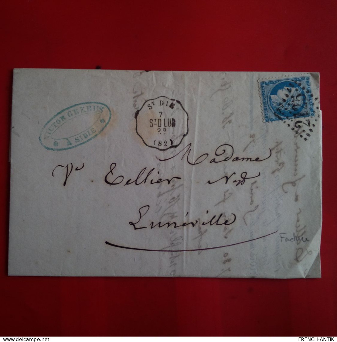 LETTRE ST DIE POUR LUNEVILLE 1872 - Other & Unclassified