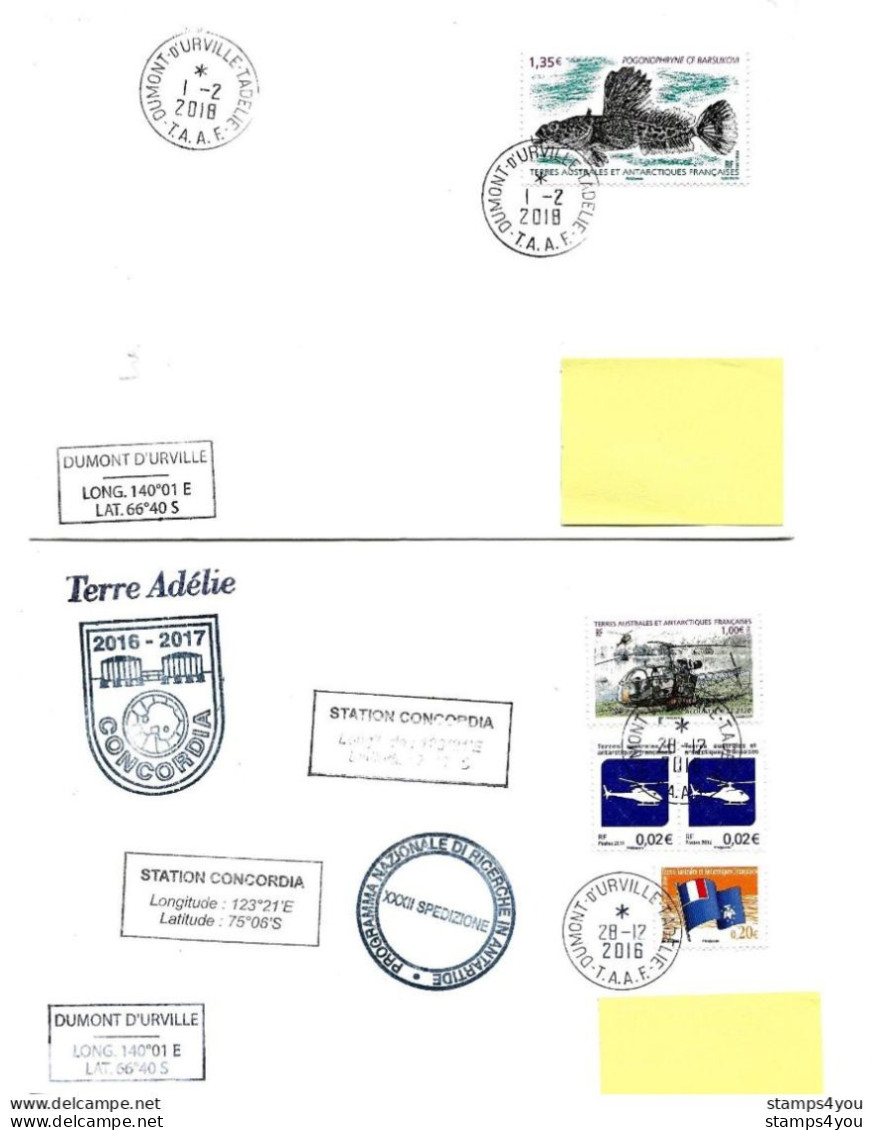 PO - 71 - 4 Enveloppes Terre Adélie - Cachets Illustrés - Brieven En Documenten