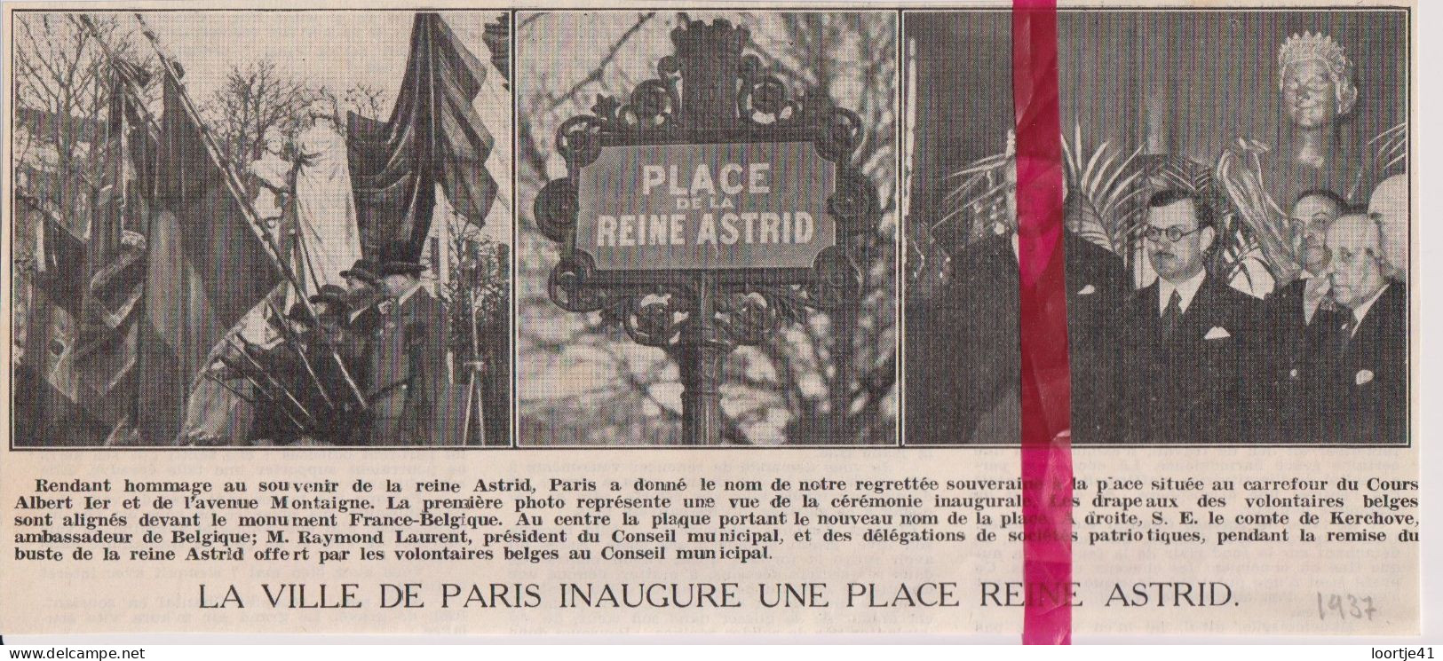 Paris - Inauguration Place Reine Astrid - Orig. Knipsel Coupure Tijdschrift Magazine - 1937 - Non Classés