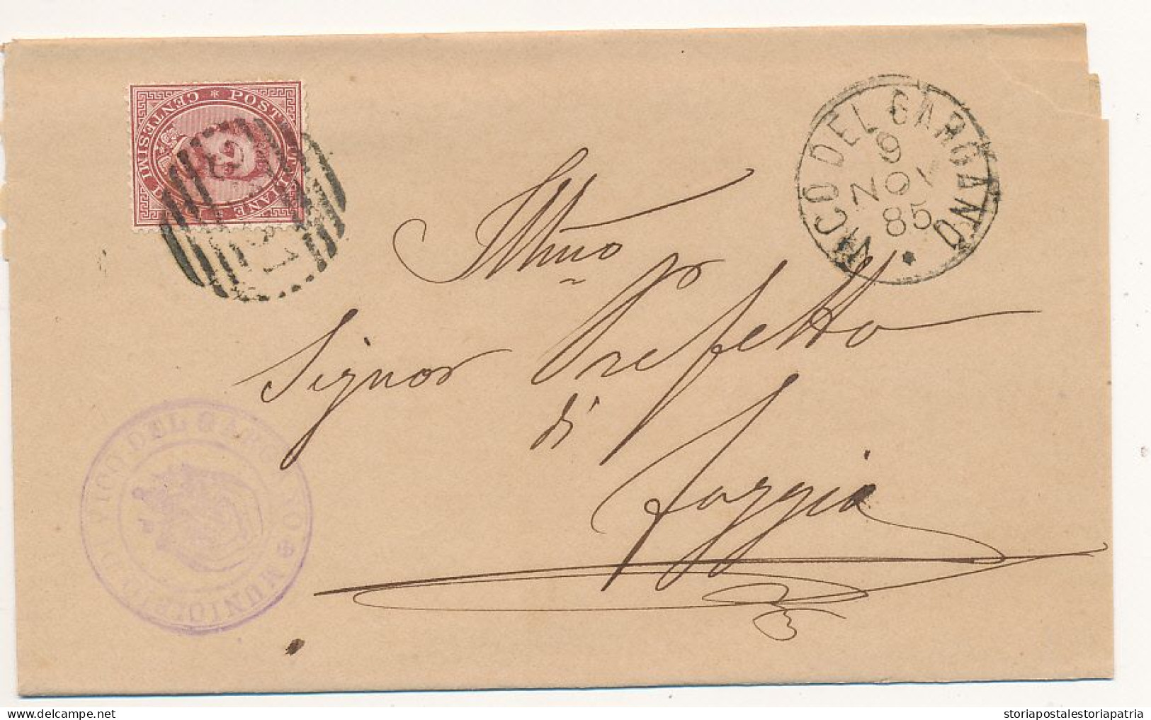 1885 VICO DEL GARGANO CERCHIO GRANDE + NUMERALE A SBARRE - Poststempel