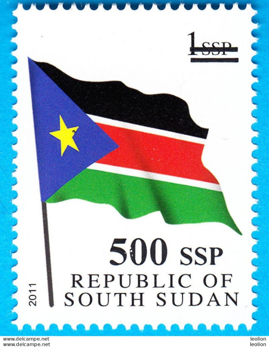 SOUTH SUDAN Surcharged Overprints VARIATION 500 SP In Black On 1 SSP National Flag Stamp SOUDAN Du Sud Südsudan - Sellos