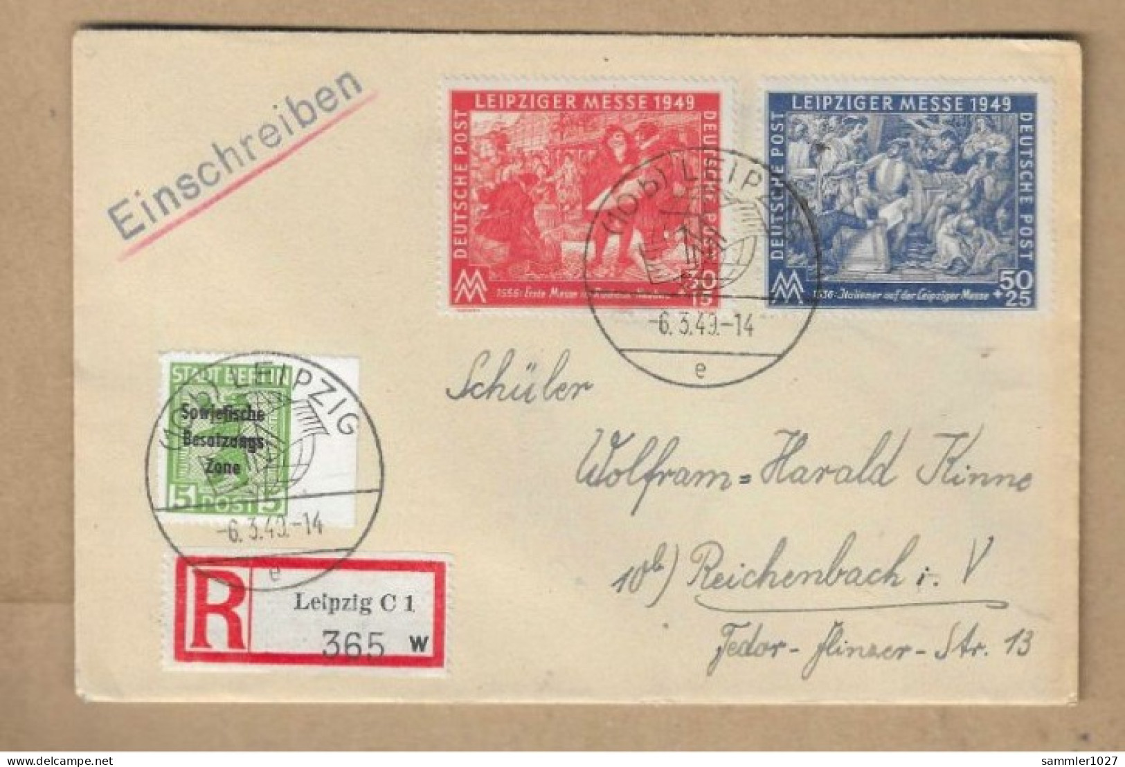 Los Vom 07.05  Einschreiben-Briefumschlag Aus Leipzig  1949 Sonderstempel - Covers & Documents