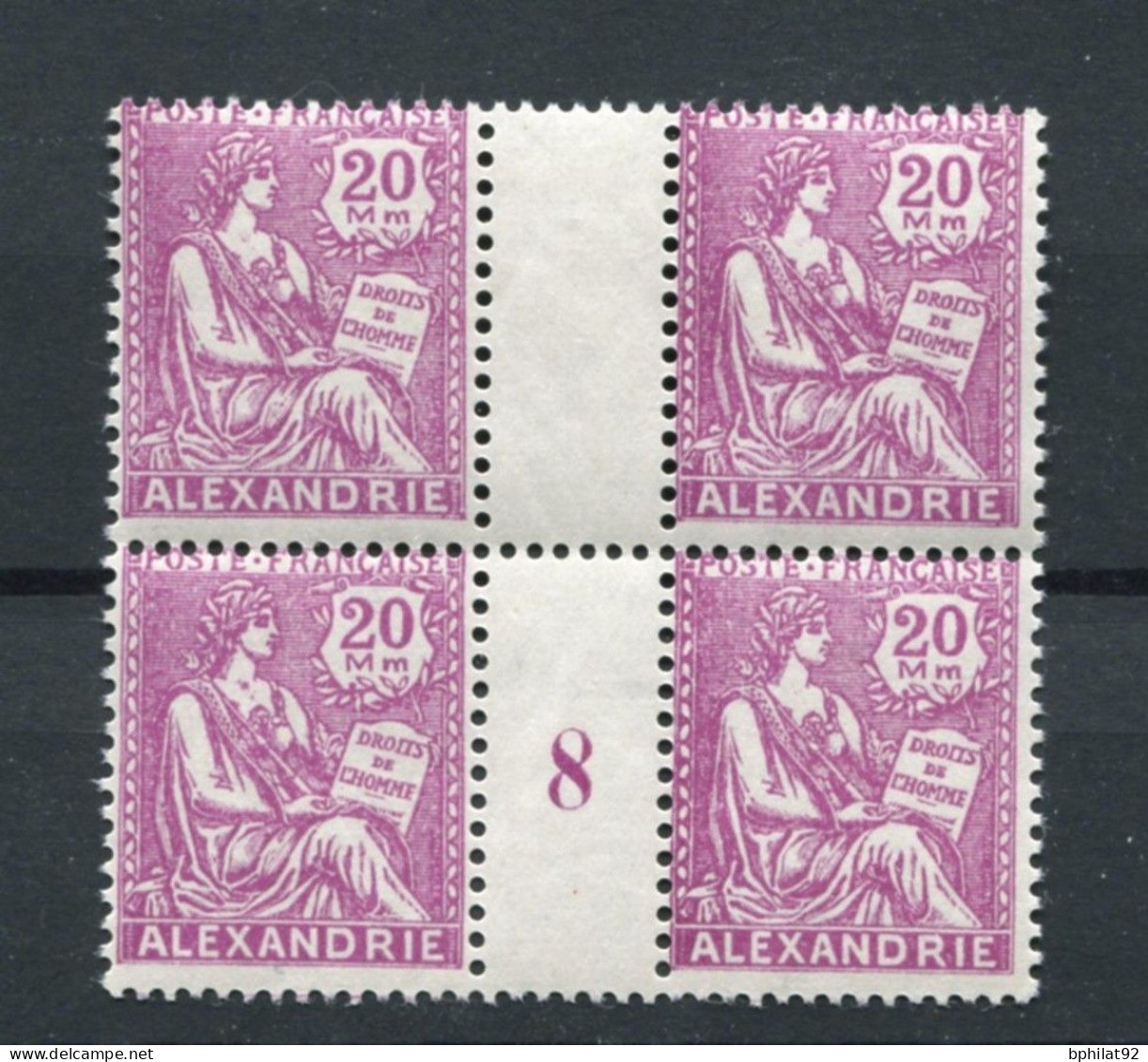 !!! ALEXANDRIE, BLOC DE 4 DU N°77 AVEC MILLESIME 8 NEUF ** - Unused Stamps