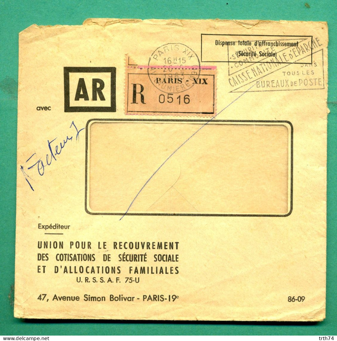 Lettre Recommandée Paris XIX Flamme Caisse épargne 1963 Cachet Arrivée Montreuil - Civil Frank Covers