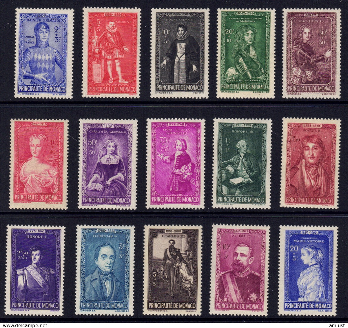 Monaco // 1942 // Princes Et Princesses De Monaco 17 Timbres Neufs** MNH  No. Y&T 234-248 - Unused Stamps