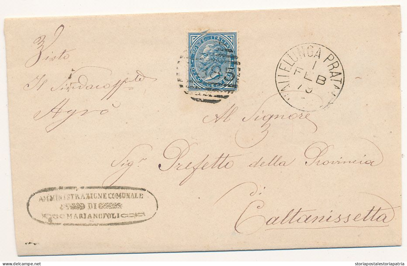 1879 VALLELUNGA PRATAMENO CERCHIO GRANDE + NUMERALE A SBARRE DA MARIANOPOLI - Storia Postale