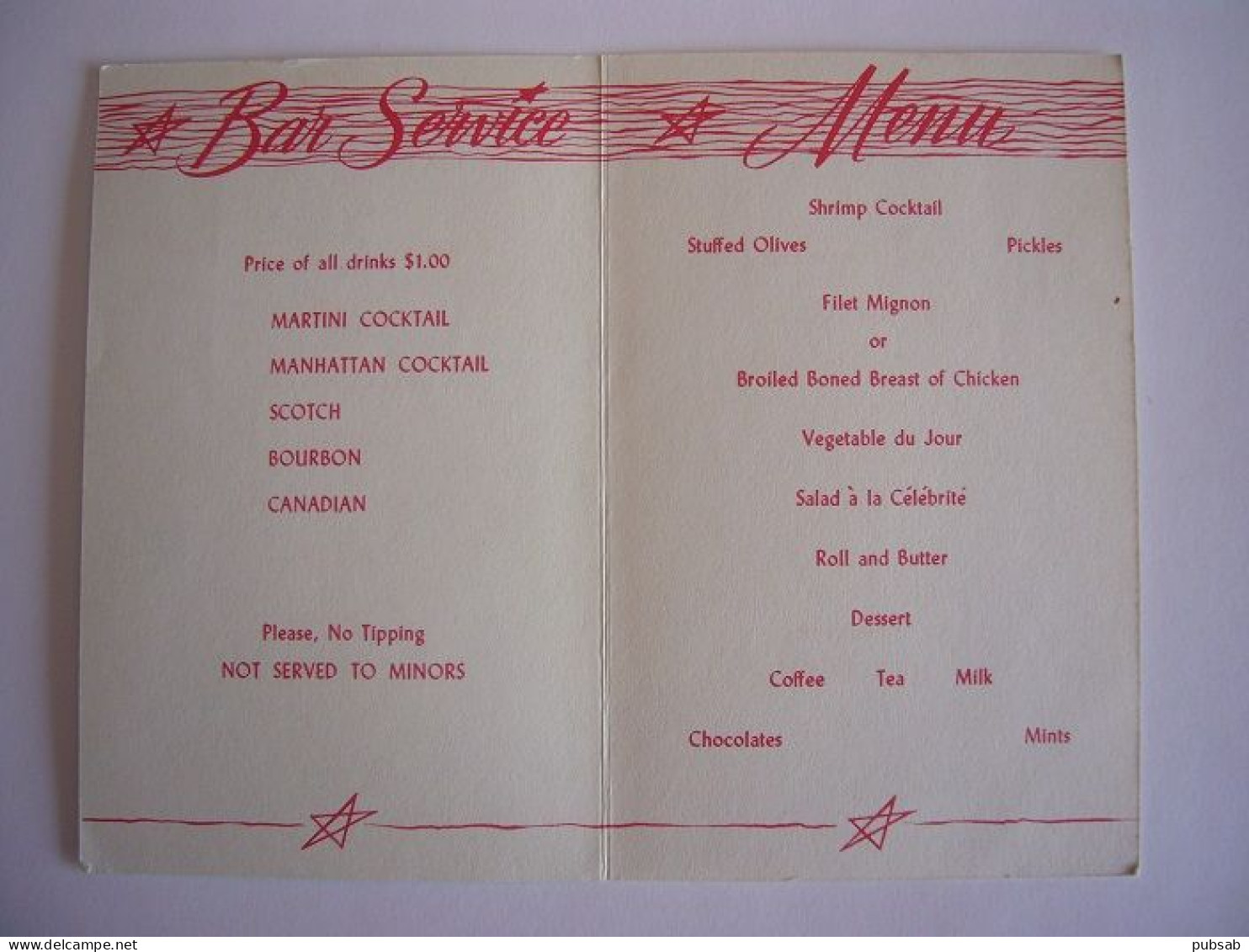 Avion / Airplane / STAR NATIONAL AIRLINES /  Douglas DC-7 / Menu / Airline Issue - 1946-....: Ere Moderne