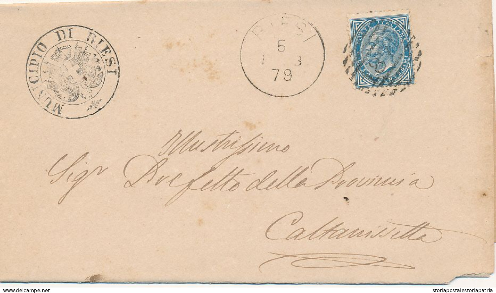 1879 RIESI CERCHIO GRANDE + NUMERALE A SBARRE - Storia Postale