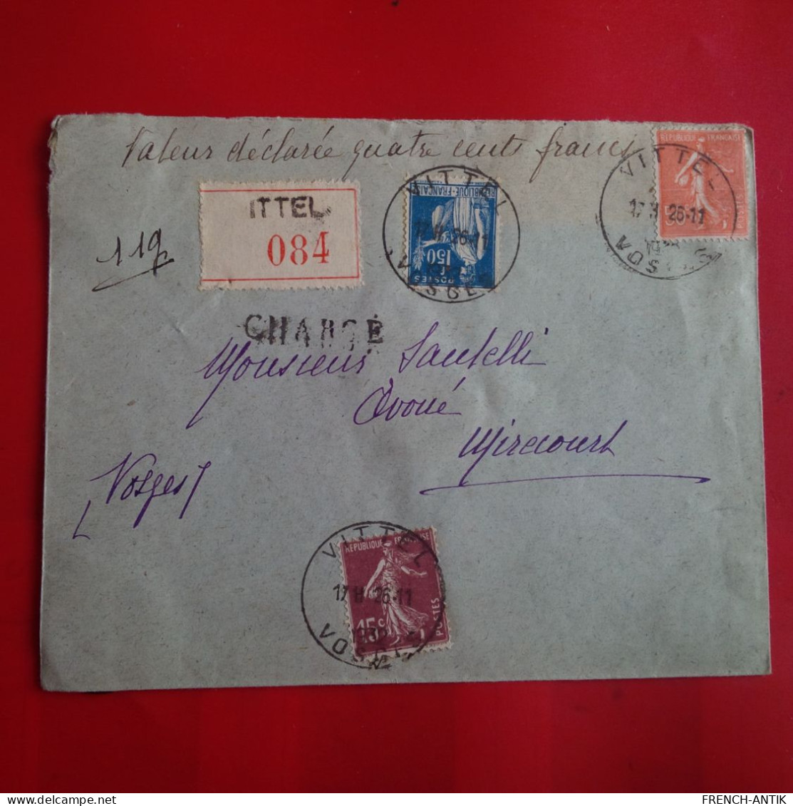 LETTRE RECOMMANDE VITTEL POUR MIRECOURT - Covers & Documents