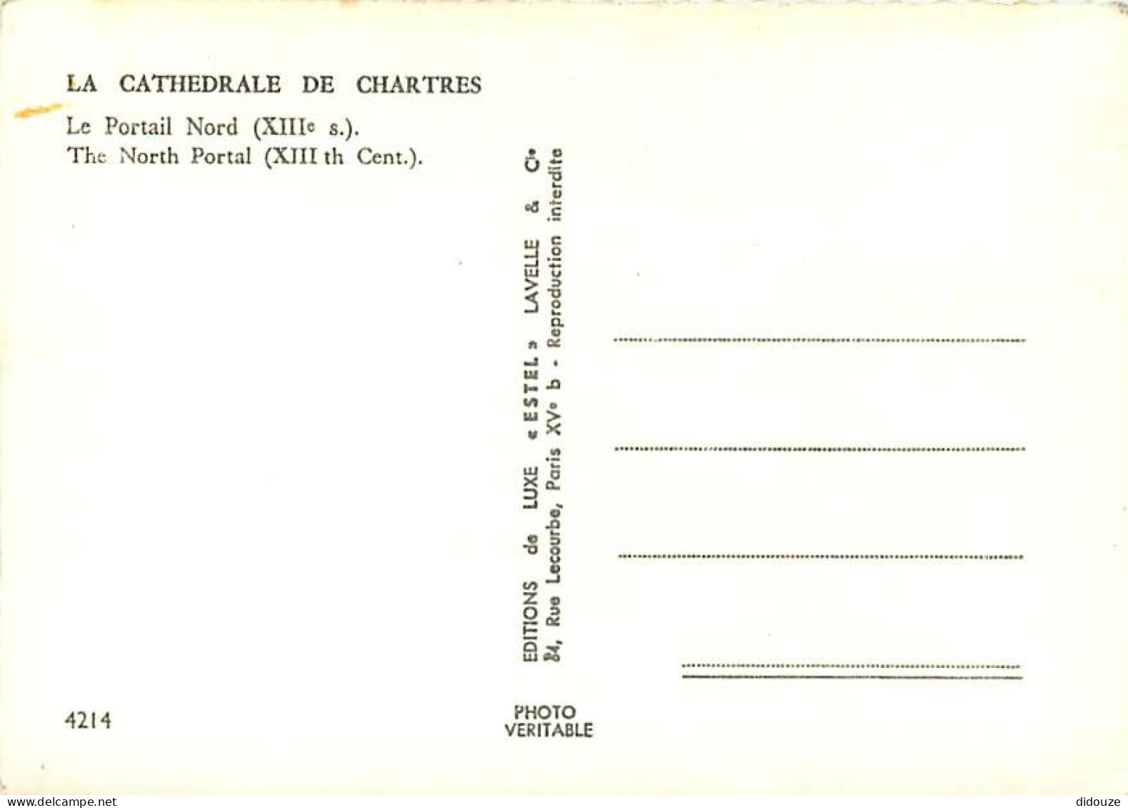 28 - Chartres - La Cathédrale - Le Portail Nord - Mention Photographie Véritable - Carte Dentelée - CPSM Grand Format -  - Chartres