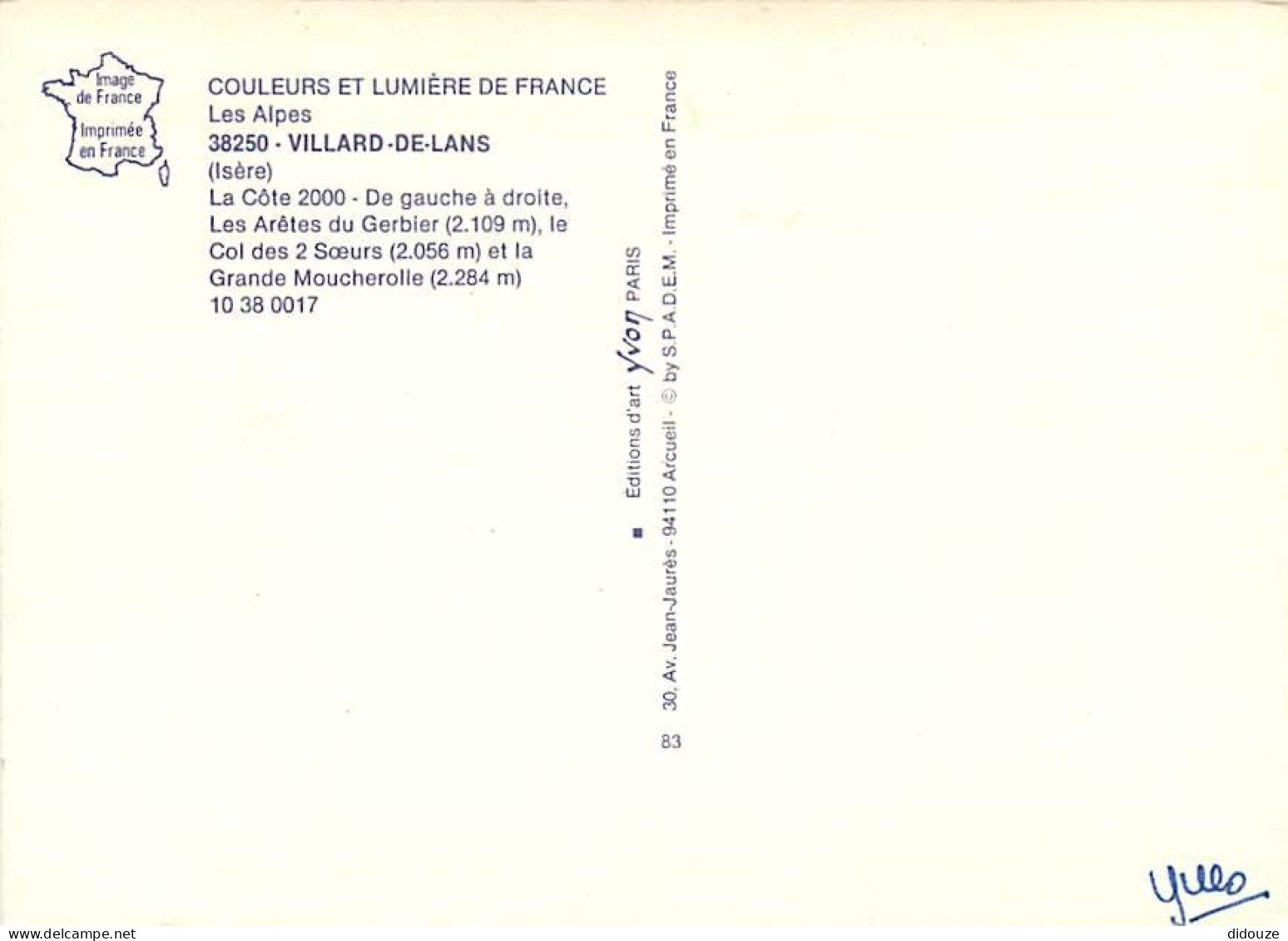 38 - Villard De Lans - La Côte 2000 - De Gauche à Droite, Les Arêtes Du Gerbier (2.109 M), Le Col Des 2 Sœurs (2.056 M)  - Villard-de-Lans