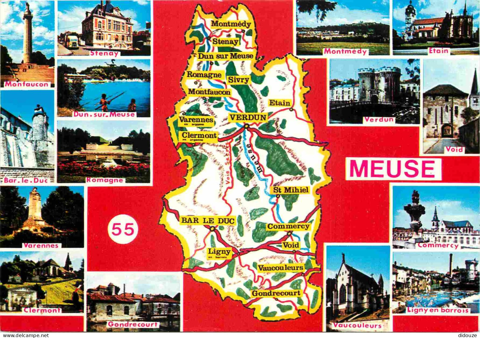 55 - Meuse - Multivues - Carte Géographique - CPM - Voir Scans Recto-Verso - Autres & Non Classés