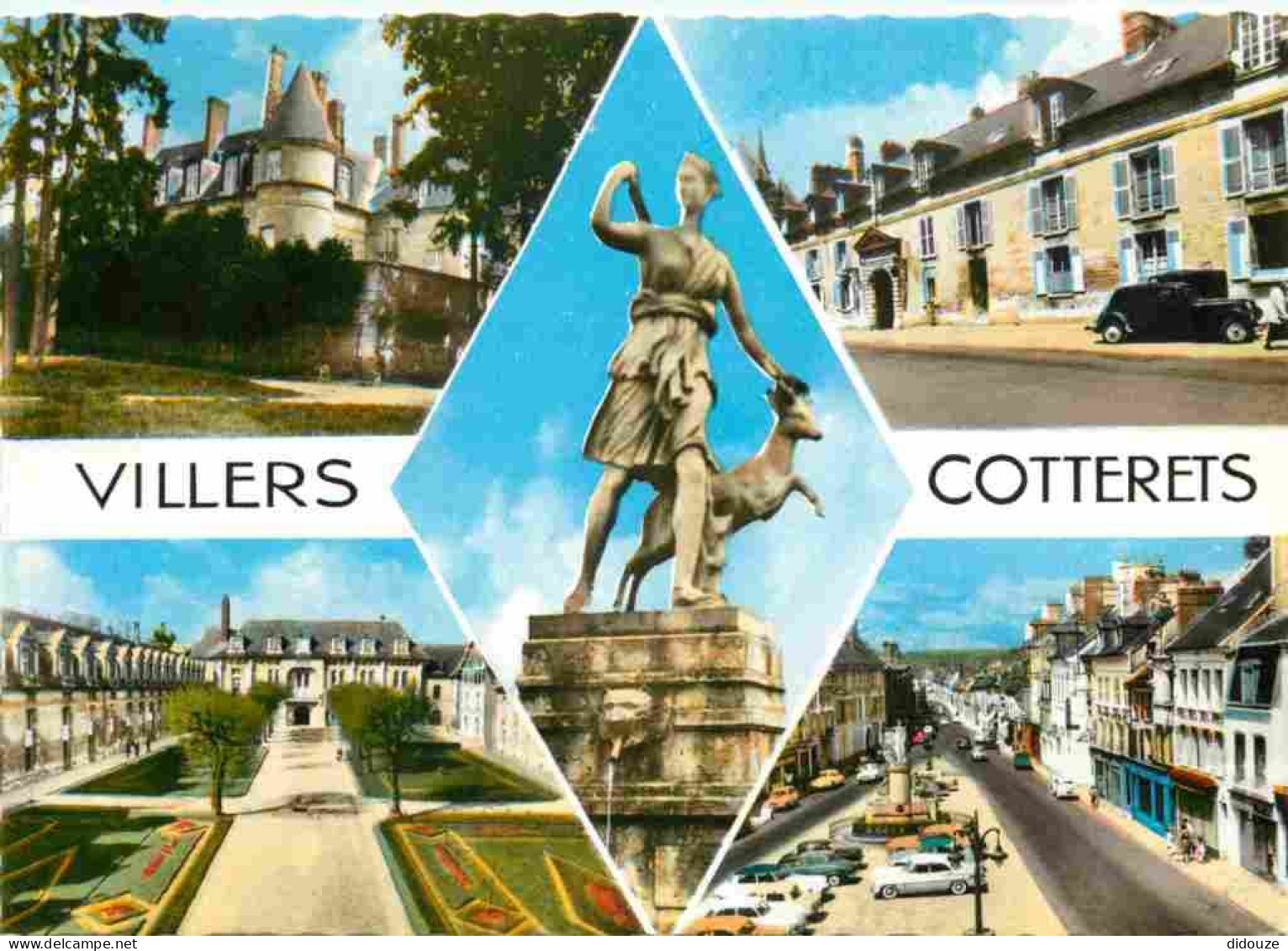 02 - Villers Cotterets - Multivues - Automobiles - Statue De Diane - Carte Dentelée - CPSM Grand Format - Voir Scans Rec - Villers Cotterets