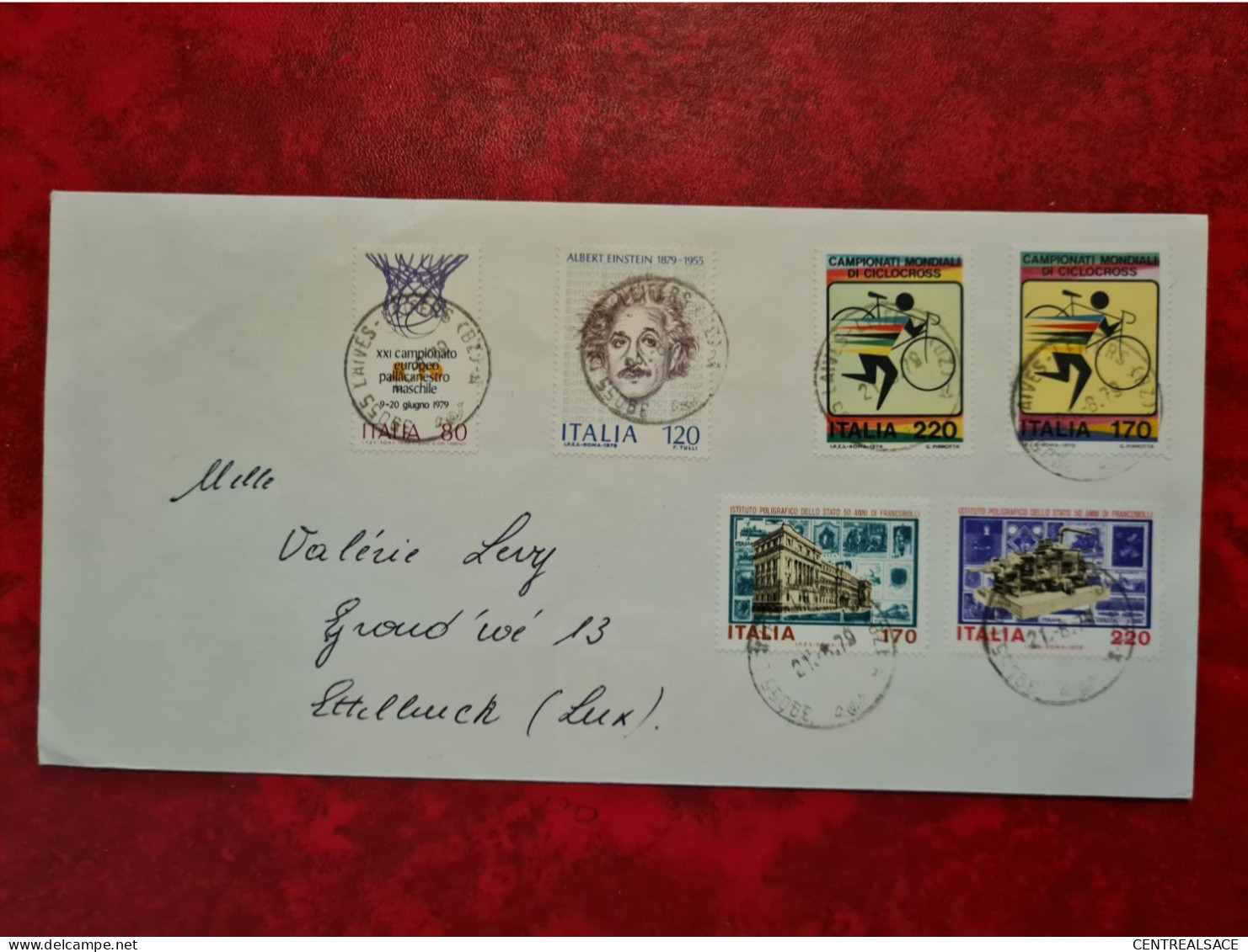 Lettre Italie LAIVES  1979  POUR ETTELBRUCK GRAND DUCHE DU LUXEMBOURG Timbres CICLOCROSS ALBERT EINSTEIN - Altri & Non Classificati