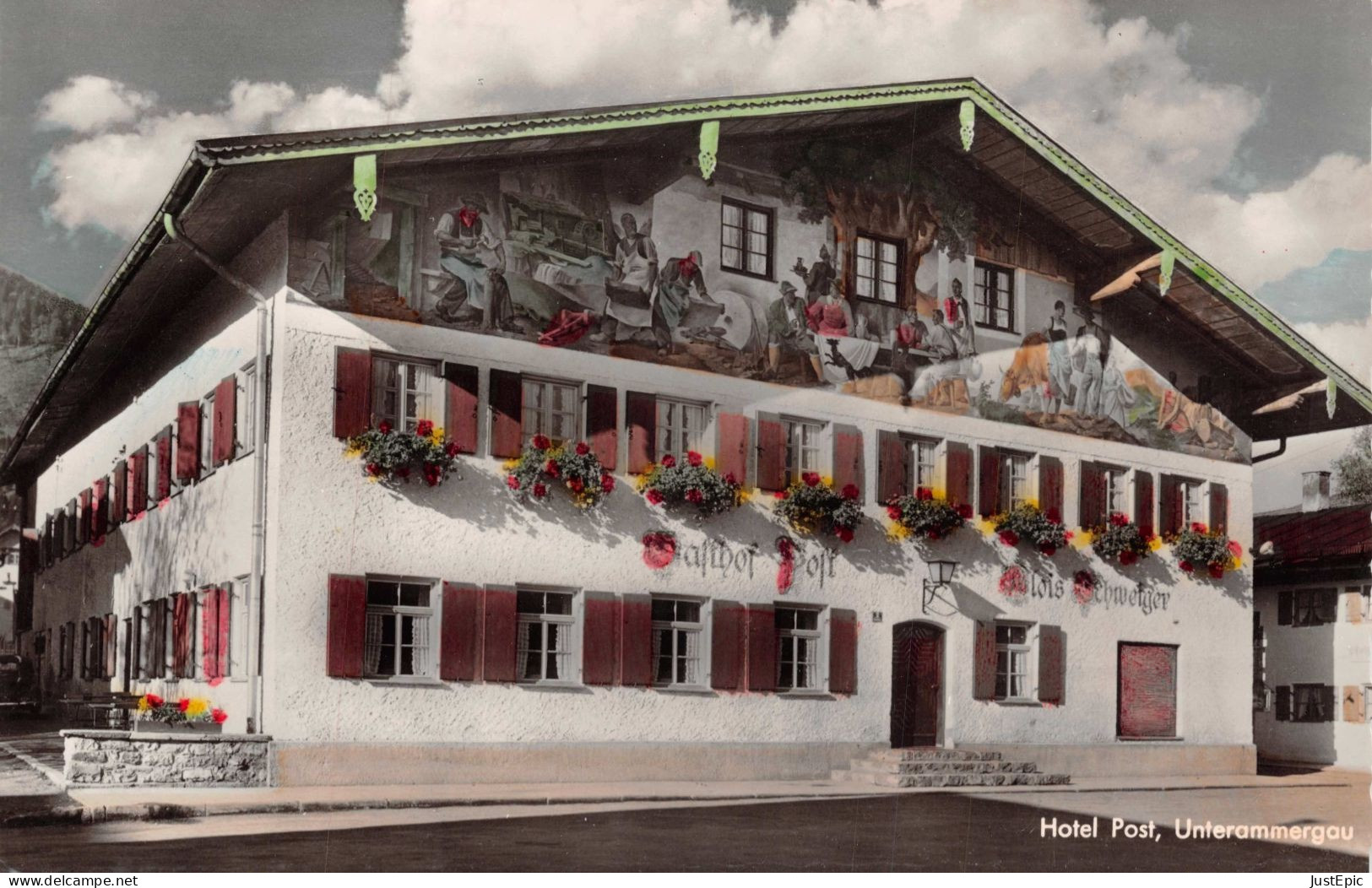 Hotel Post Unterammergau Telef. O'gau 581  ± 1950 CPSM - Garmisch-Partenkirchen