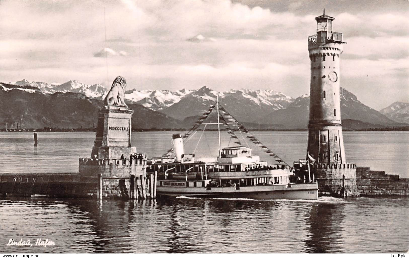 ALLEMAGNE DEUTCHLAND -LINDAU ( BODENSEE ) AM HAFEN►VERLAG W. ROESSLER Cpsm PF Dentelée 1969 - Lindau A. Bodensee