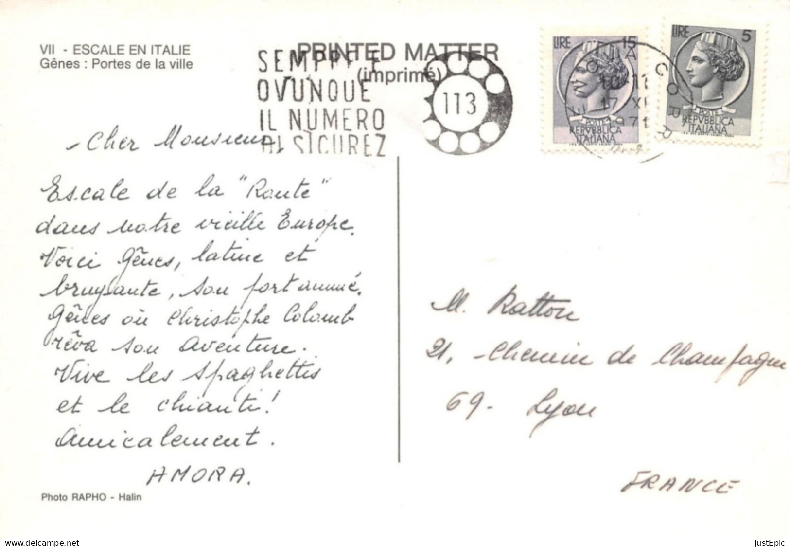 AMORA Prospection -  ESCALE EN ITALIE Genes : Portes De La Ville Timbrée, Oblitérée 1971 CPSM - Werbepostkarten
