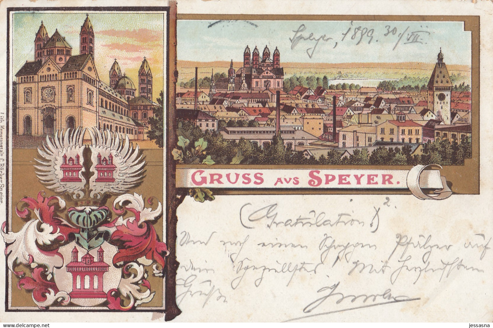 AK - Rheinland-Pfalz - Lithographie - GRUSS AUS SPEYER -1899 - Speyer