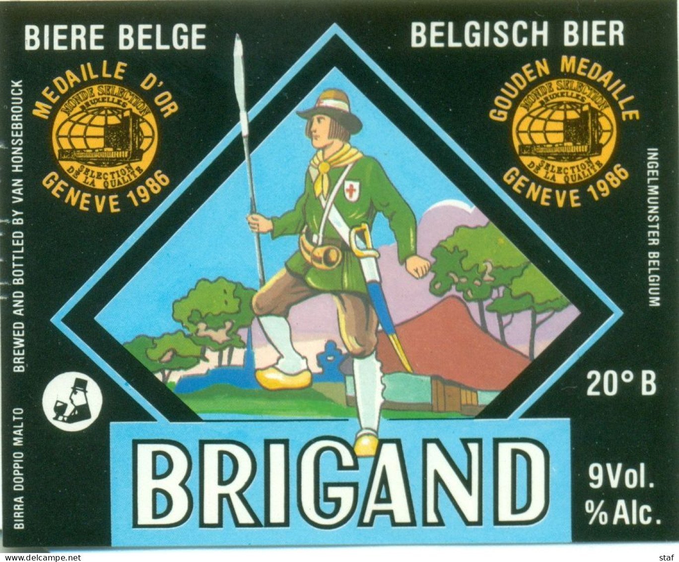 Oud Etiket Bier Brigand - Brouwerij / Brasserie Van Honsebrouck Te Ingelmunster - Birra