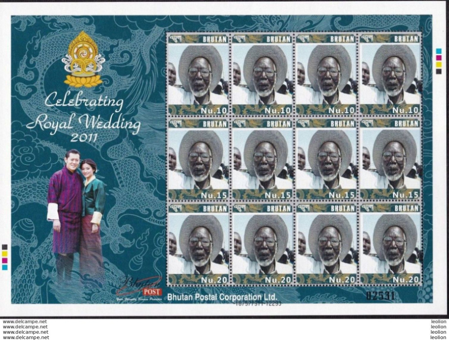 BHUTAN 2011 MNH Personalized Stamp Sheet Royal Wedding - Grey-blue - BHOUTAN - Bhoutan