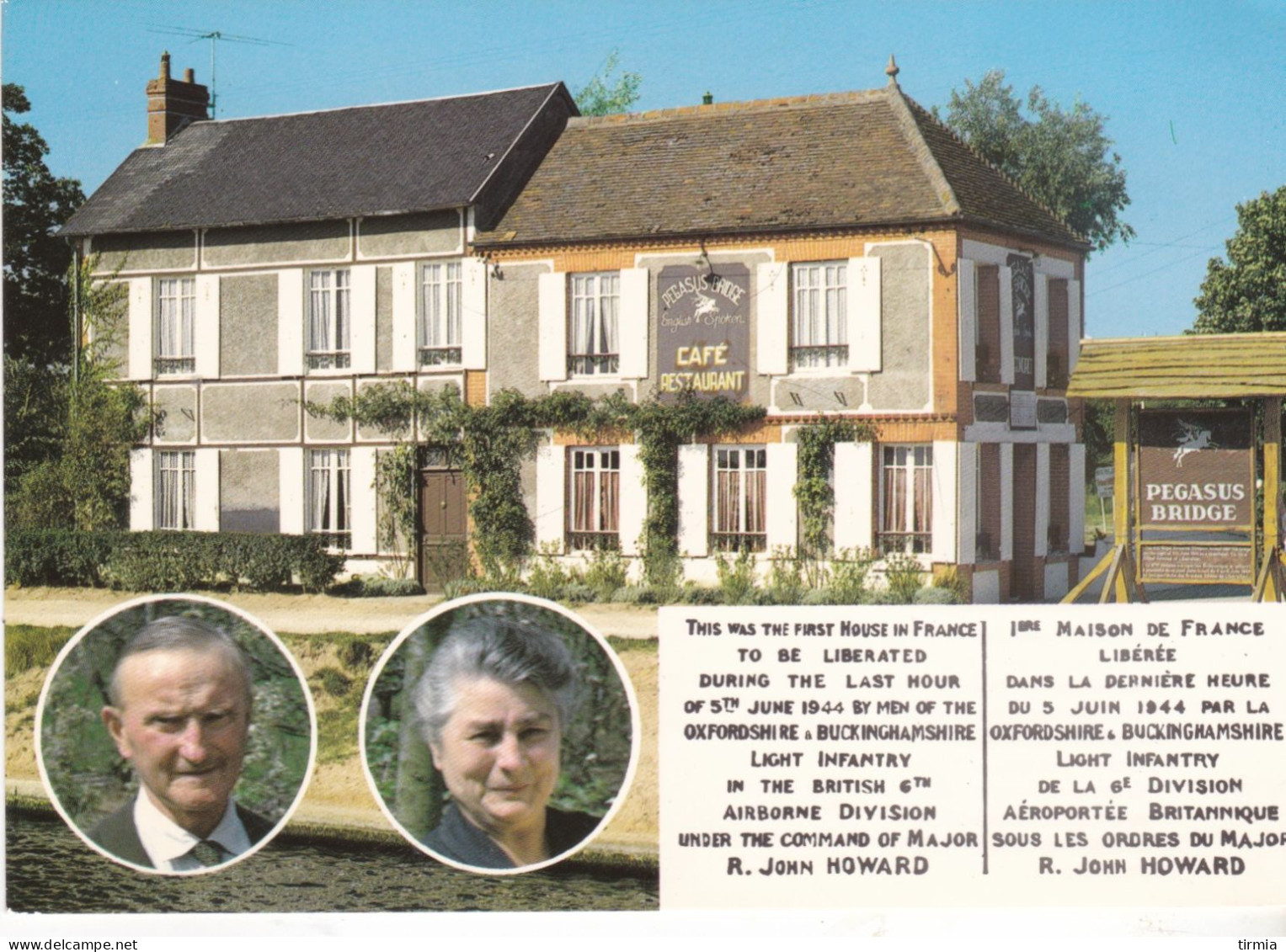 Benouville Calvados - "Pegasus Bridge Cafe " 1ere Famille Liberéé De France - Otros & Sin Clasificación