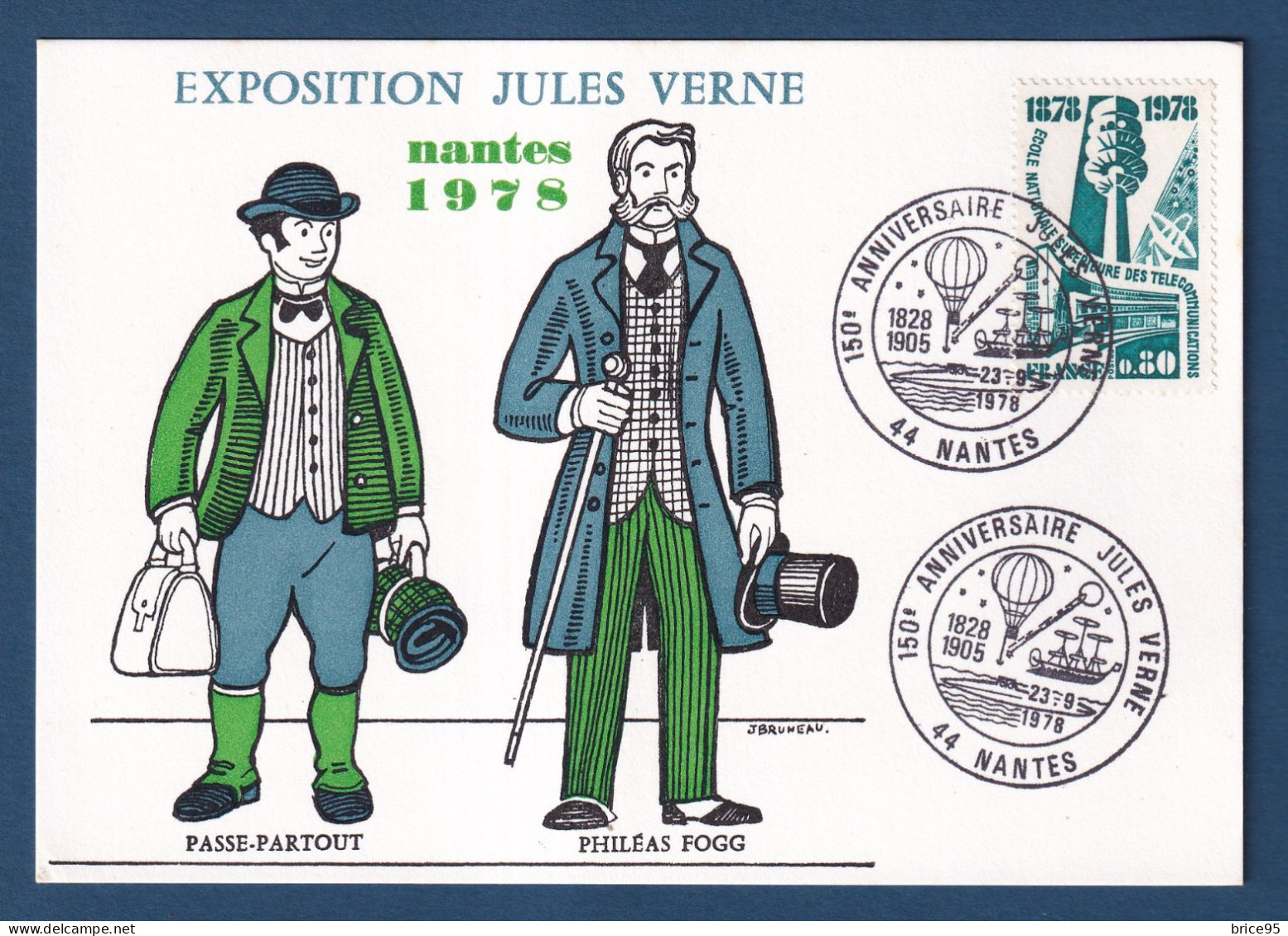 France - FDC - Premier Jour - Carte Maximum - Exposition Jules Verne - Nantes - 1978 - 1970-1979