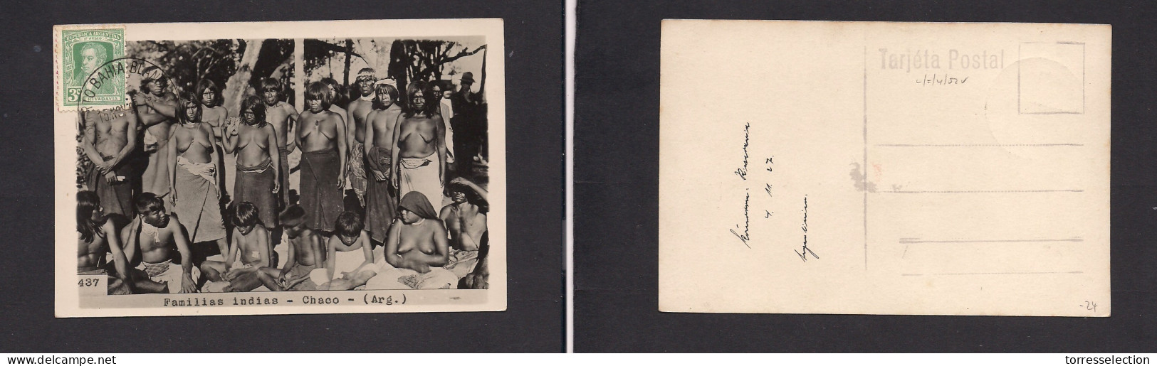Argentina - XX. 1927 (4 Nov) Chaco Argentina Local Indian Postcard. Prefranked Card. XSALE. - Autres & Non Classés
