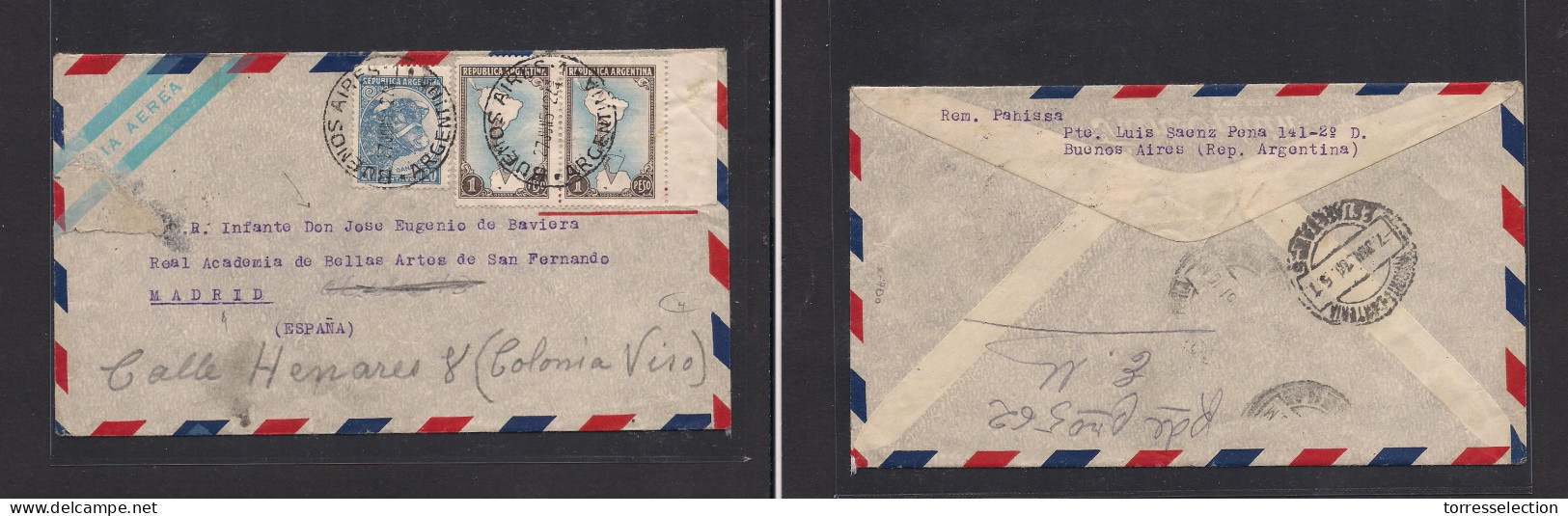 ARGENTINA. Argentina - Cover - 1942 Bsas To Spain Madrid Air Mult Fkd Env. Easy Deal. XSALE. - Other & Unclassified