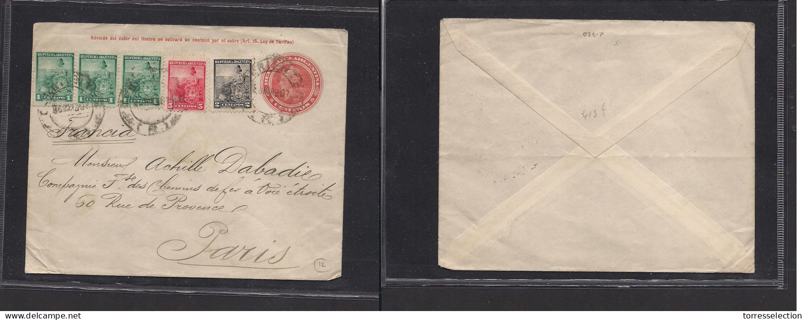 ARGENTINA. Argentina - Cover - 1907 Corrientes To Paris France Stat Env+ Adtls. Easy Deal. XSALE. - Other & Unclassified