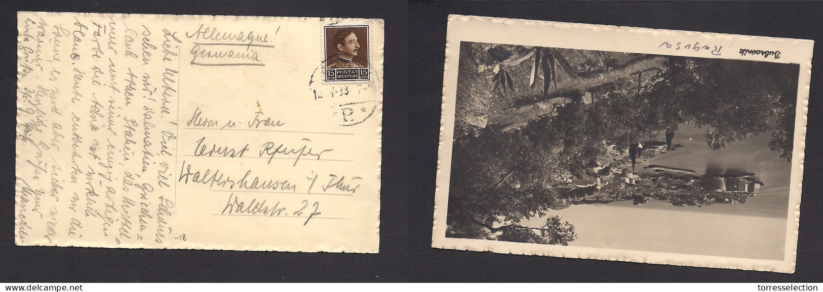 ALBANIA. 1938. Ragusa Ppc, Tirane - Germany, Waltershansen. Fkd Ppc. XSALE. - Albanien