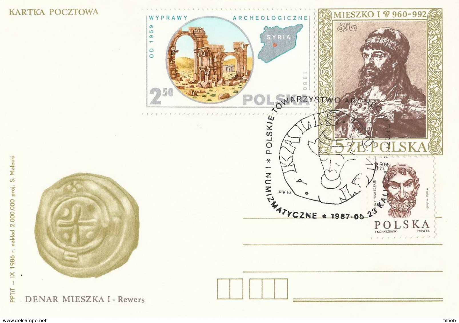 Poland Postmark D87.05.23 KALISZ.03: Polish Archaeological And Numismatic Society - Entiers Postaux