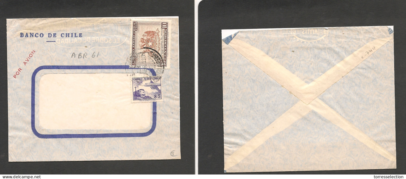 CHILE. Chile - Cover -1961 11 Abr Stgo To USA? Air Fkd Env $15 Rate Ex-Prof West UK Airmails Coll.- . Easy Deal. XSALE. - Chile