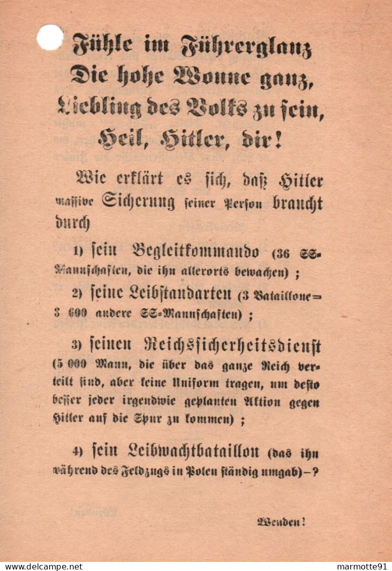 TRACT ANTI ALLEMAND 1939 1940 DROLE DE GUERRE REICH PROPAGANDE    # 55 - 1939-45