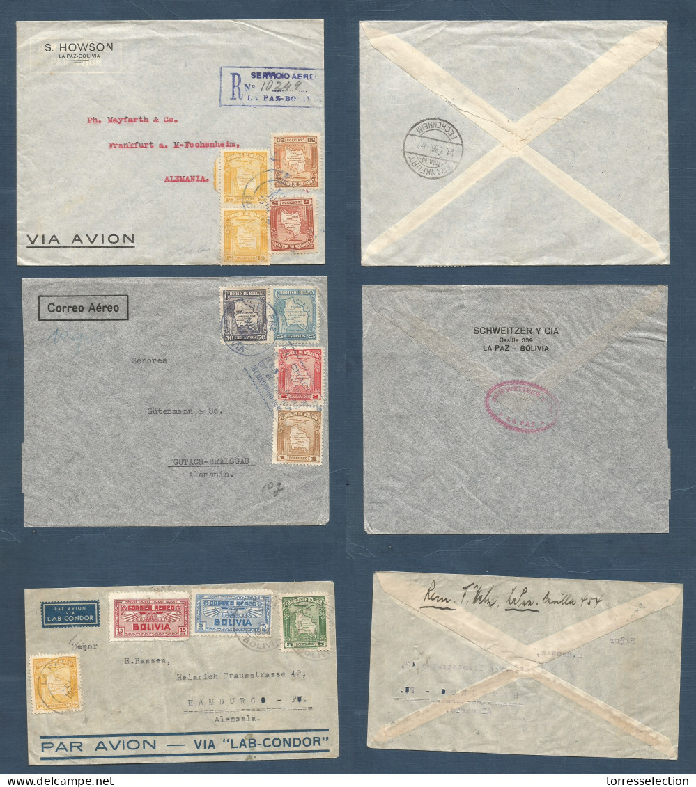 BOLIVIA. 1930's/40's 3 Better Airmail Multiple / Registered Franking Etc. XSALE. - Bolivien