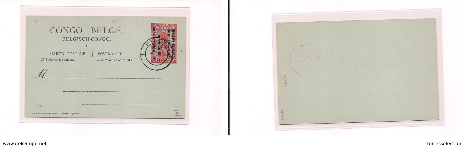 BELGIAN CONGO. Cover - . 1920 Kigoma Precancelled Stat Card Occup. Easy Deal. XSALE. - Other & Unclassified