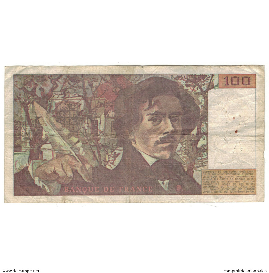 France, 100 Francs, Delacroix, 1979, P.16, B, Fayette:69.02C, KM:154b - 100 F 1978-1995 ''Delacroix''
