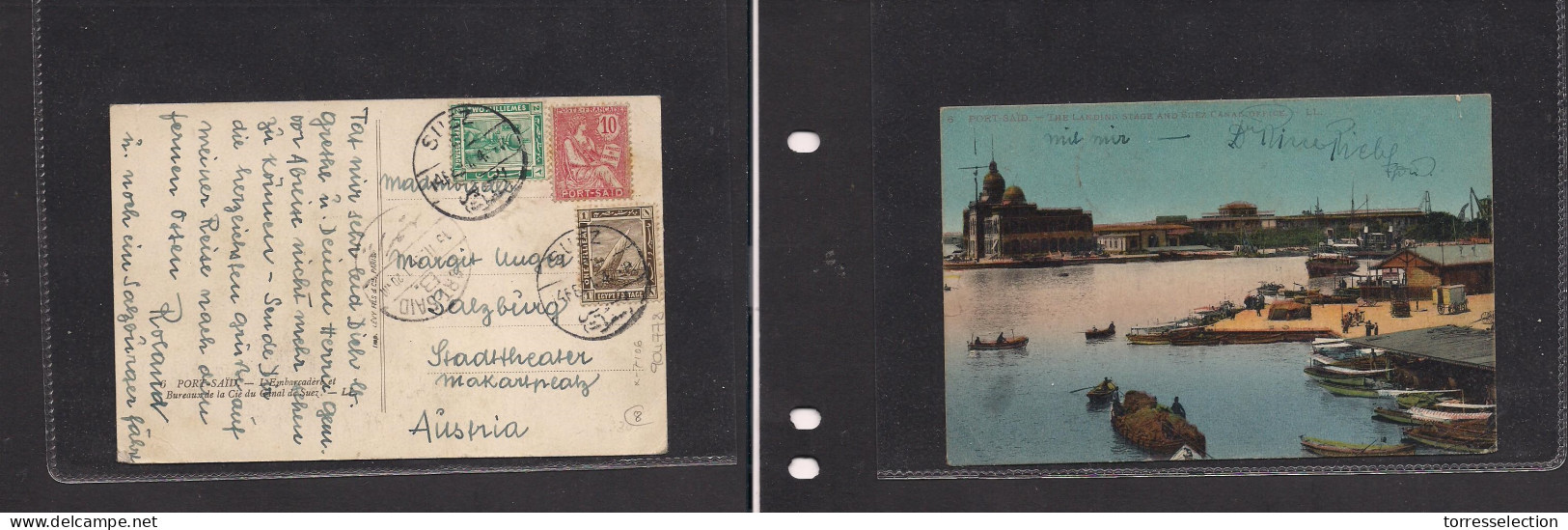 EGYPT. Egypt - Cover - 1921 Suez To Austria Stadhoffen Mult Fkd Pcard Incl French Levant. Easy Deal. XSALE. - Otros & Sin Clasificación