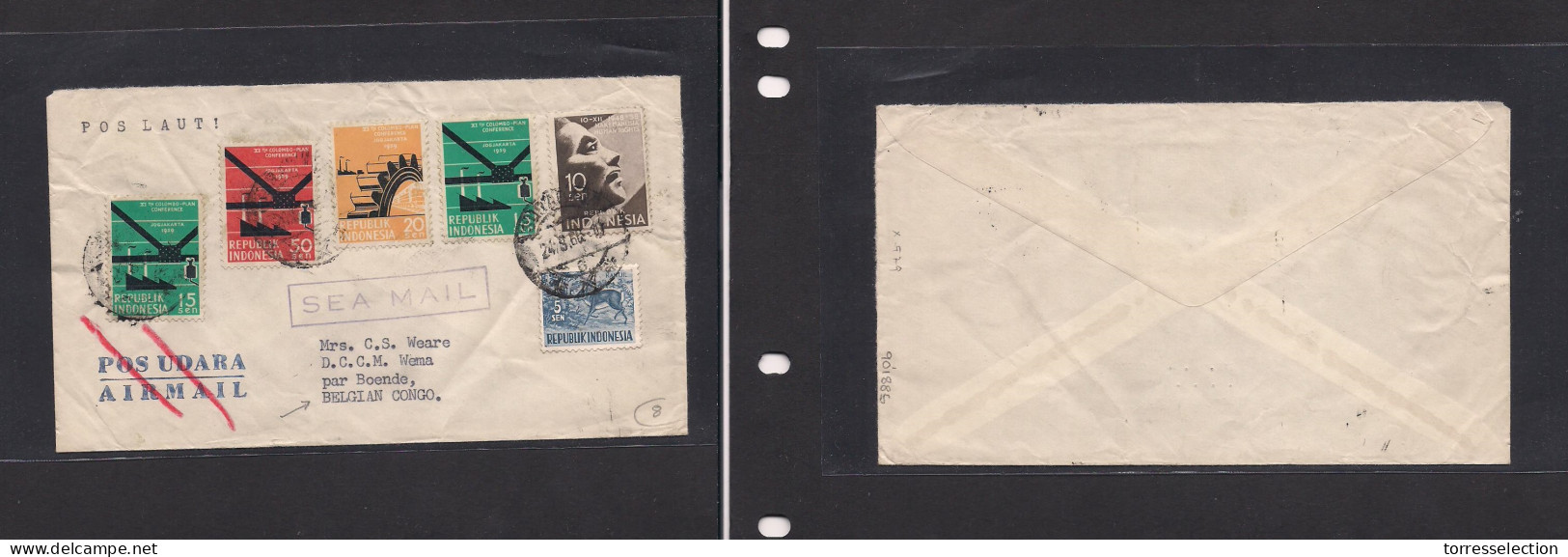 DUTCH INDIES. Dutch Indies - Cover - Indonesia 1960 Sea Mail Mult Fkd Env Fauna+industry, Fine. Easy Deal. XSALE. - Netherlands Indies