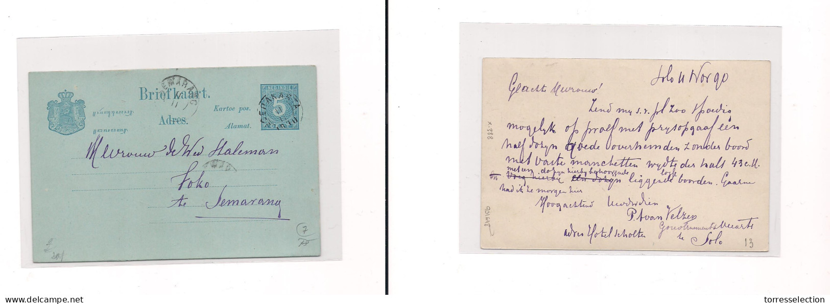 DUTCH INDIES. Dutch Indies - Cover - 1890 Soerakarta To Semarang Stat Card. Easy Deal. XSALE. - Indie Olandesi