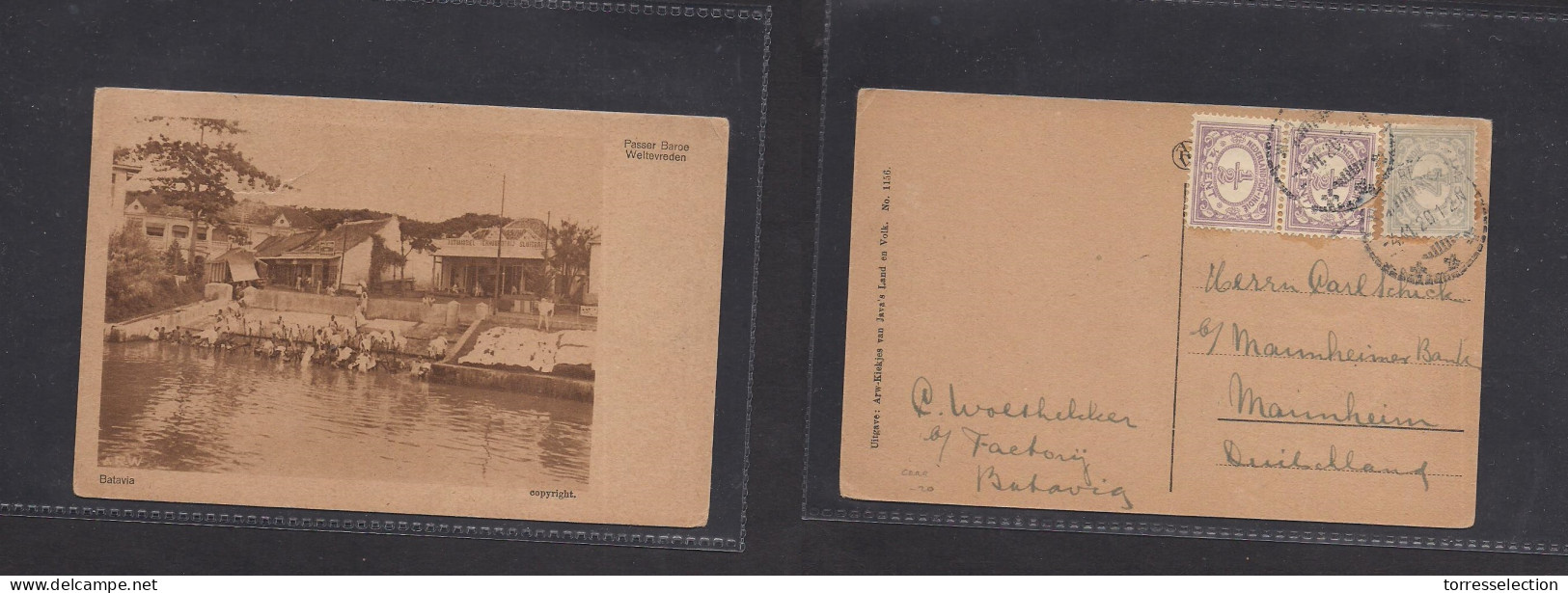 DUTCH INDIES. 1920 (4 Nov) Batavia - Germany, Mannheim. Multifkd Ppc. Interesting Photo Card. XSALE. - Nederlands-Indië