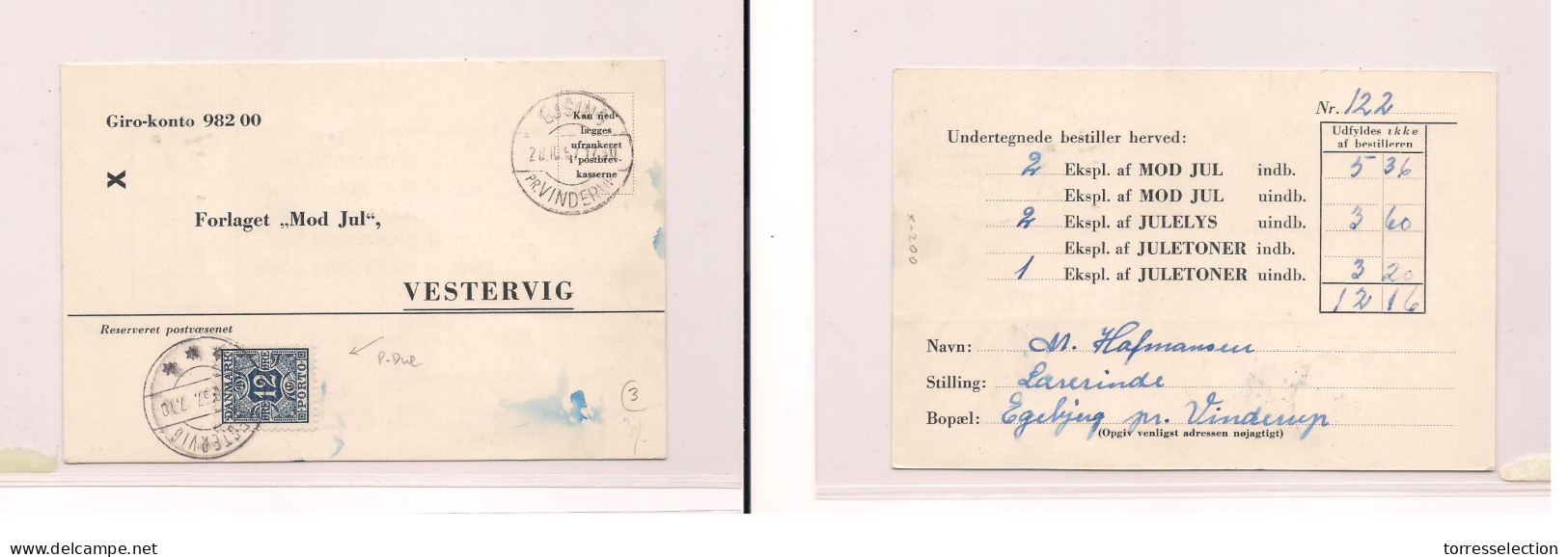 DENMARK. Cover  -. 1957 P.due Card. Easy Deal. XSALE. - Other & Unclassified